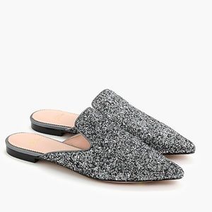 JCrew Pointed-toe slides in glitter
